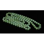 A single row uniform jade bead necklace