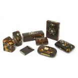 Eight assorted tortoiseshell boxes,