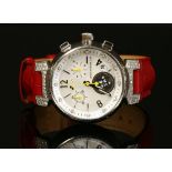 A ladies' stainless steel Louis Vuitton diamond set tambour lovely cup quartz strap watch,