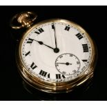 A 9ct gold, top wind, open faced pocket watch