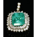 A Columbian emerald and diamond pendant,