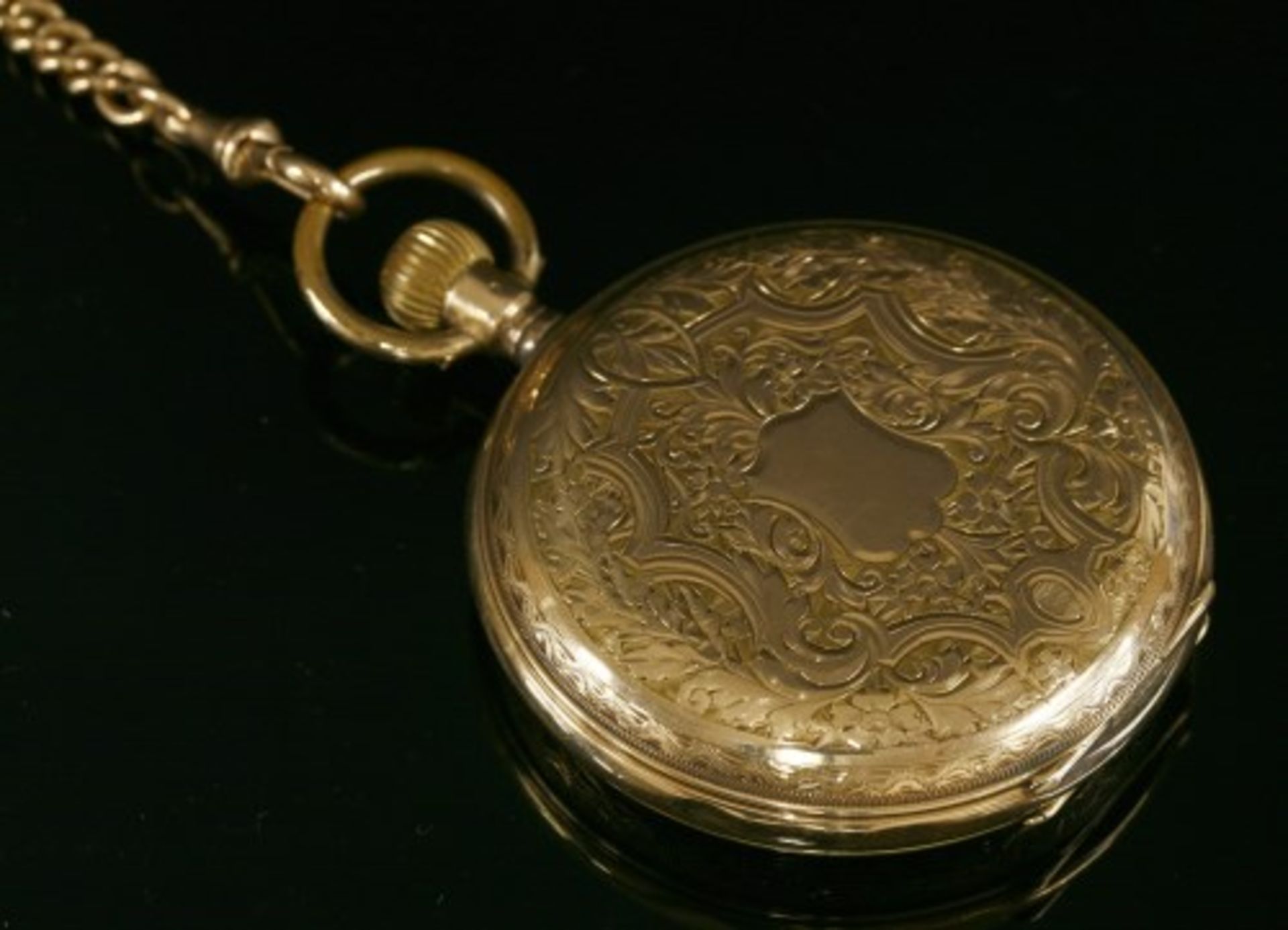 A Swiss gold side wind Hunter pocket watch