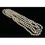 A three row uniform cultured pearl necklace,