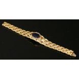 An 18ct gold amethyst and diamond bracelet, c.1970,