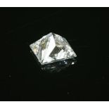 An unmounted princess cut diamond,