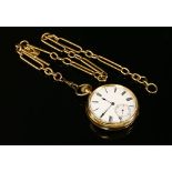 An 18ct gold open faced pocket watch