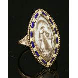 A Georgian gold and enamel memorial ring,