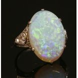 An Art Deco single stone opal ring