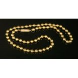 A cased Victorian gold bead necklace