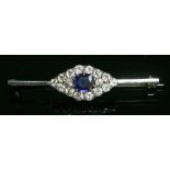 A sapphire and diamond boat shaped cluster brooch