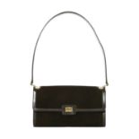 A Salvatore Ferragamo brown suede leather shoulder handbag,