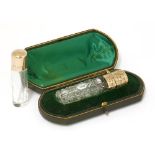 A cased 9ct gold glass scent bottle,