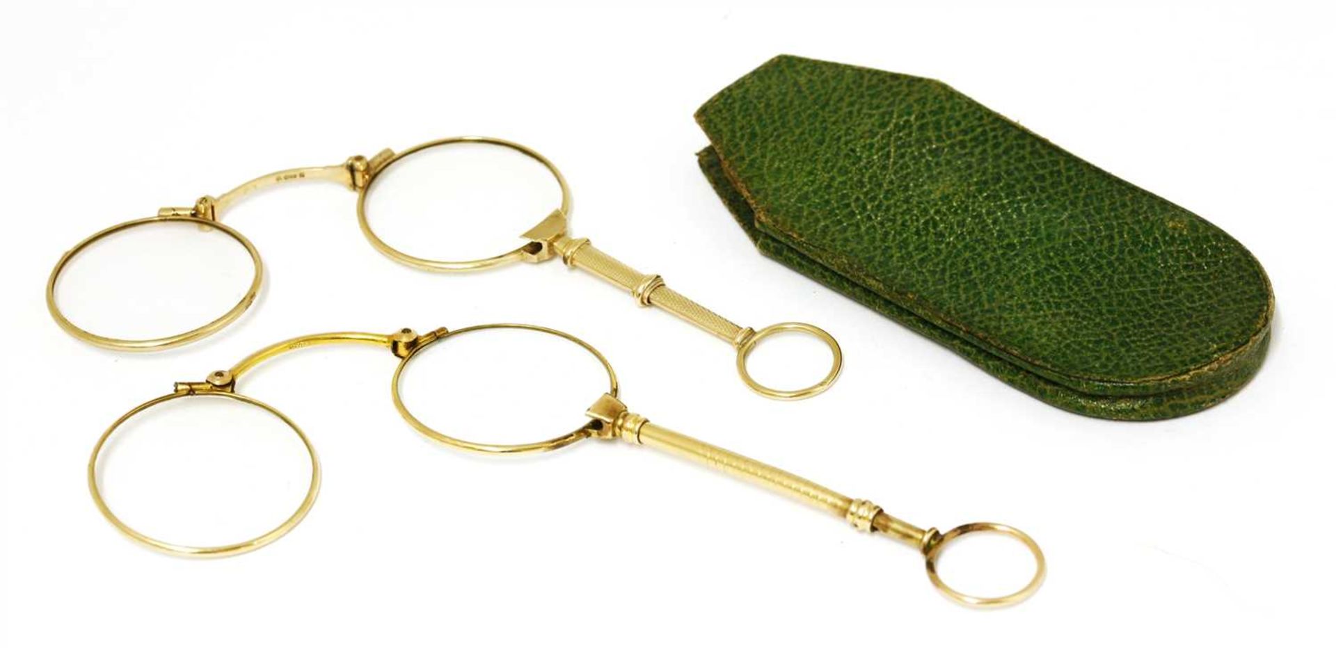 A pair of 9ct gold lorgnette,