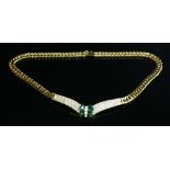 An 18ct gold emerald and diamond butterfly necklace