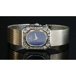A ladies 18ct gold diamond set Jaeger LeCoultre mechanical bracelet watch,