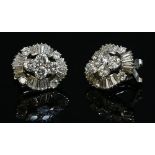 A pair of white gold diamond set ballerina oval cluster earrings,