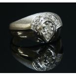 A gentlemen's white gold diamond ring,