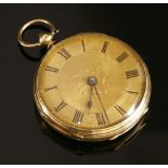 An 18ct gold key wound open faced pocket watch