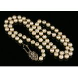 A single row uniform cultured pearl necklace,