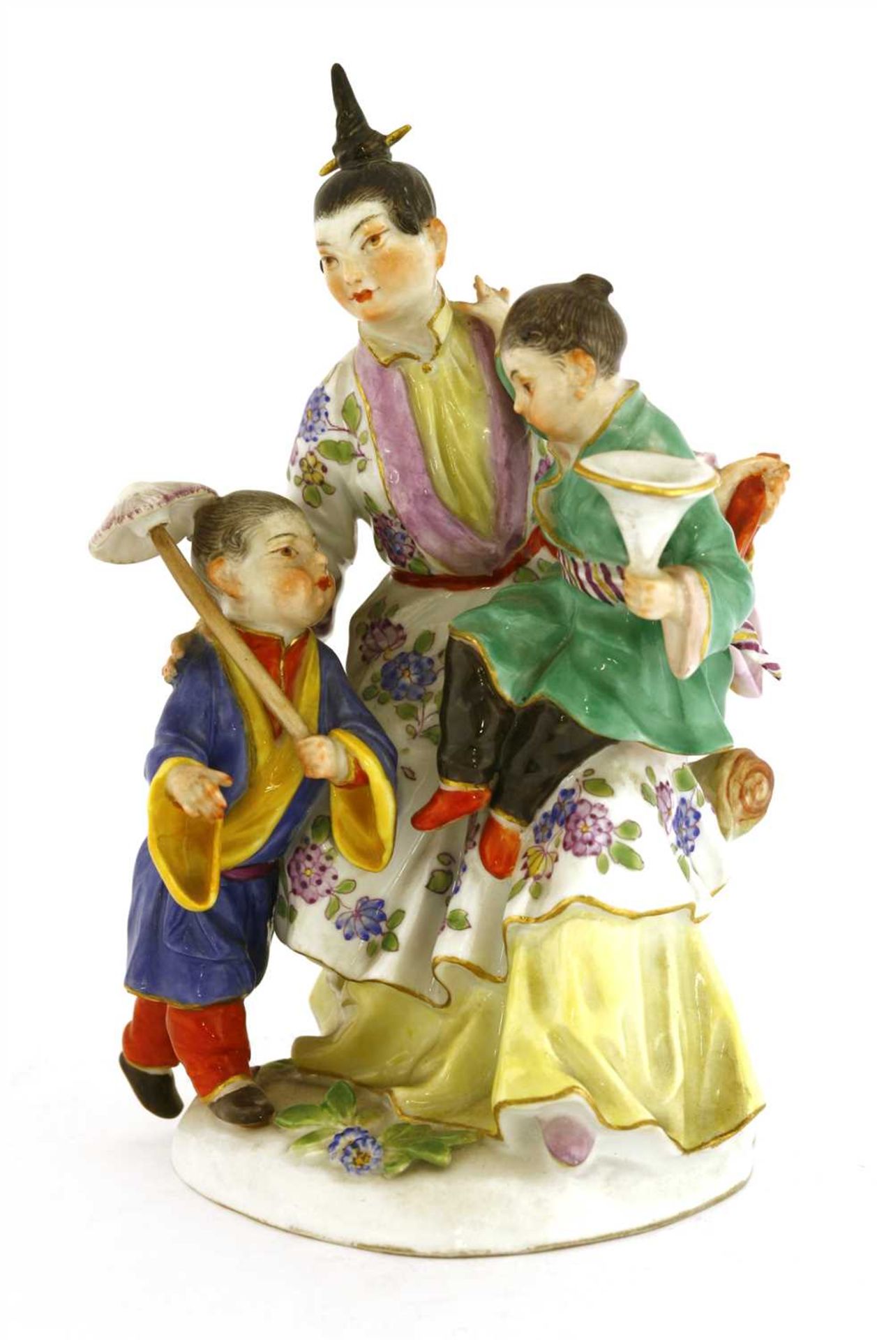 A Meissen porcelain malabar figure group,