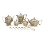 An Indian silver five-piece tea service,