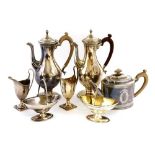A modern matched silver seven-piece tea and coffee set,
