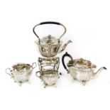 A four-piece silver tea set,