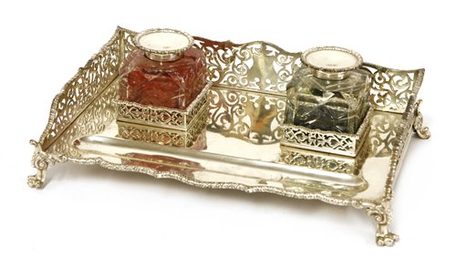 A Victorian silver inkstand,