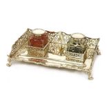 A Victorian silver inkstand,