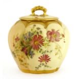 A Royal Worcester blush ivory jar and cover