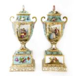 A pair of Vienna porcelain urns