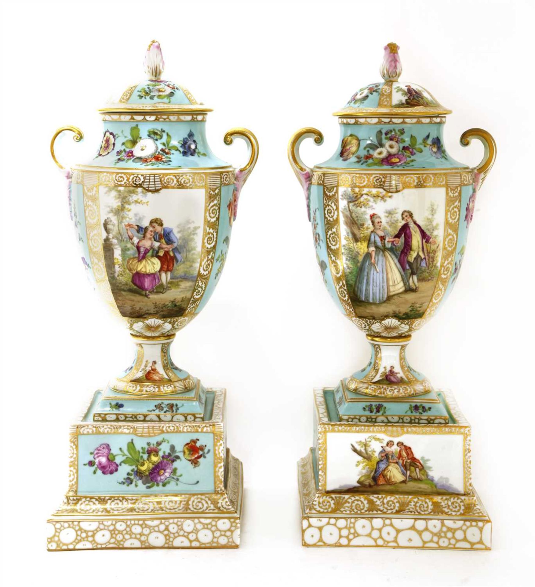 A pair of Vienna porcelain urns