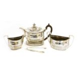 A George III silver three-piece teaset,