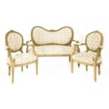 A Louis XVI three-piece salon suite,