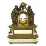 A French marble and ormolu mantel clock,