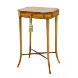 An Edwardian satinwood and inlaid lamp table