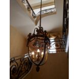 A large Louis XVI-style ormolu and glass hall lantern,