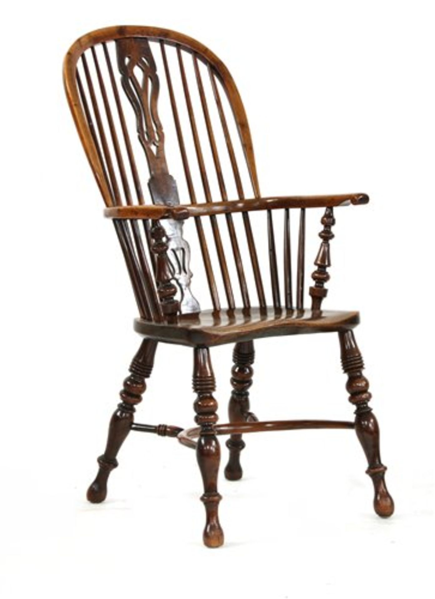 A yew wood and elm high back Windsor chair,