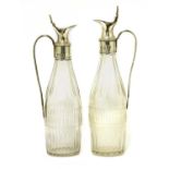 A pair of George III Irish silver-topped cruet bottles,