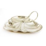 A silver trefoil dish and handle,