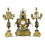 A Louis XV-style clock garniture,
