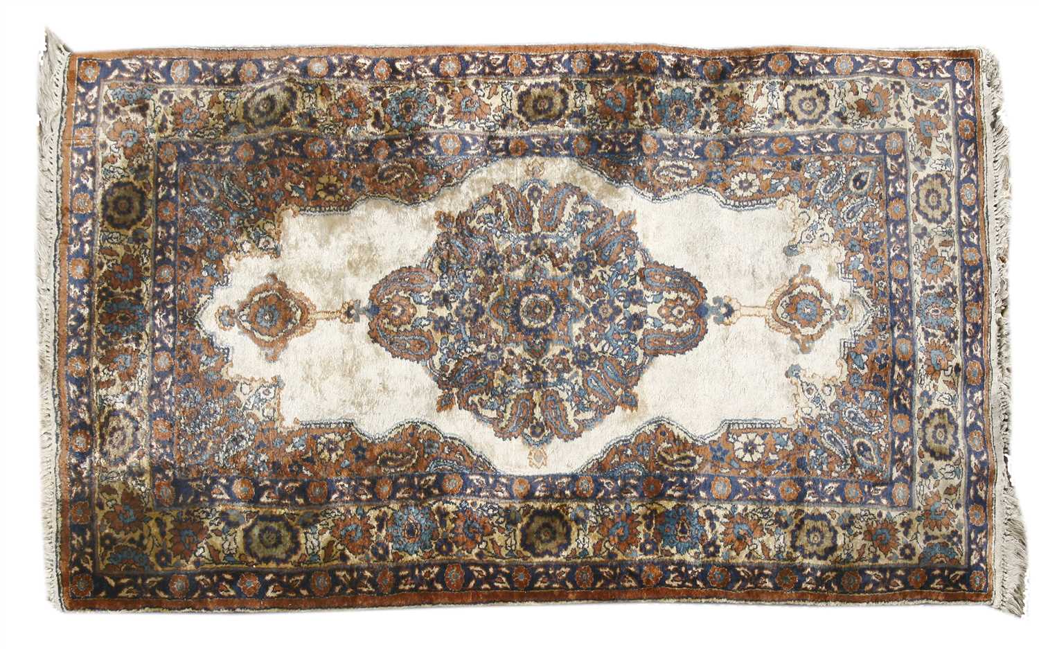 A Persian silk and woollen rug, - Image 2 of 2