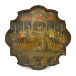 A Mughal Persian lacquered papier mâché tray,
