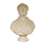 A white marble bust of a man,