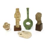 Antiquities: five ancient clay items,