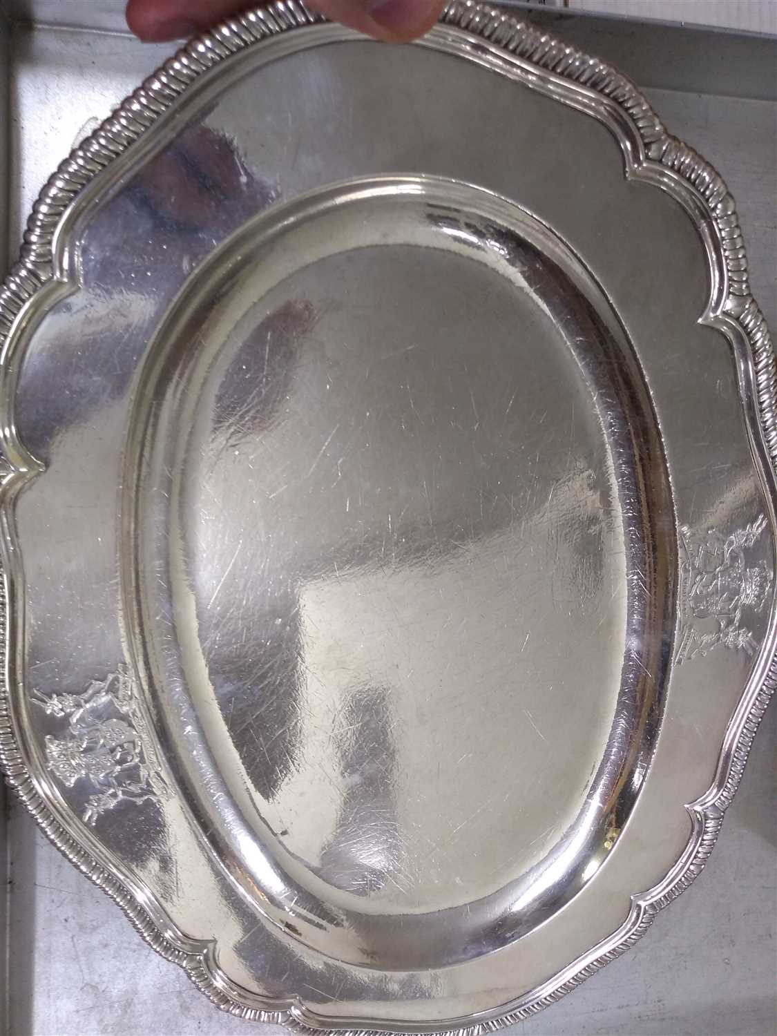 A George III silver serving dish - Image 7 of 8