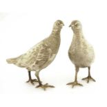 A pair of contemporary silver game birds,