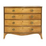 A George III satinwood bow front chest,