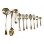 A Victorian silver old English pattern table service for 18 place settings,