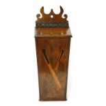 A George III strung mahogany wall-mounted knife box